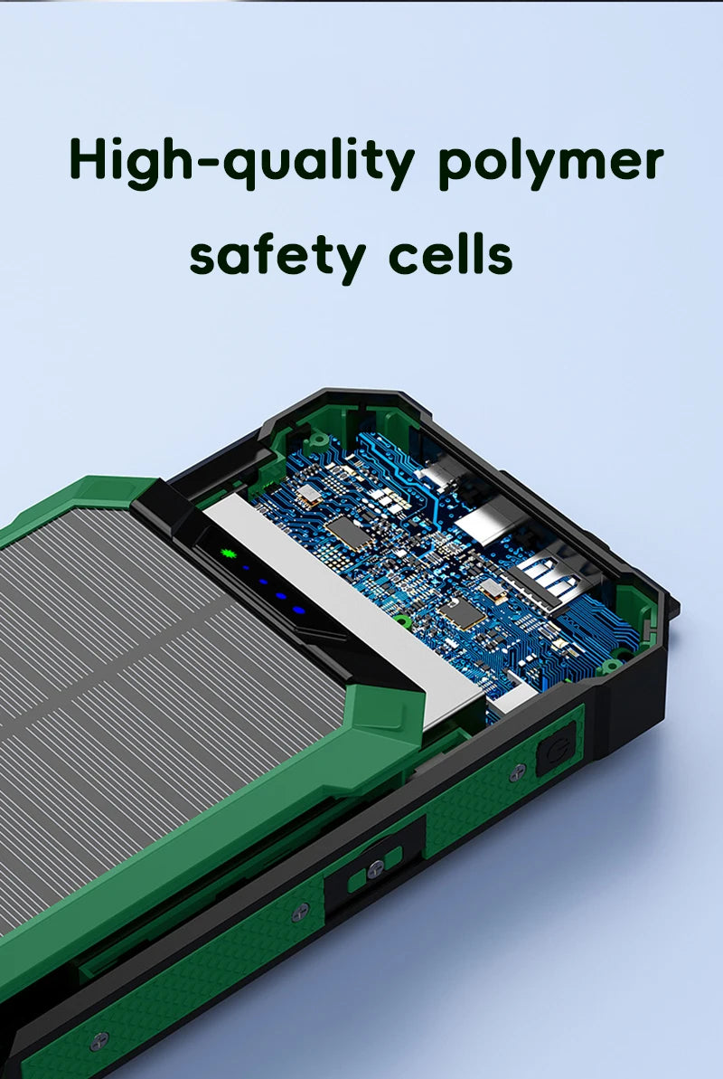 20000mAh Solar Power Bank with Foldable Panels and Wireless Charging – Portable Charger for Smartphones and Tablets