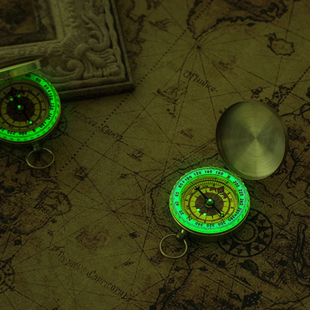 Mini Copper Navigation Compass: Waterproof Luminous Retro Flip for Hiking & Camping in Canada