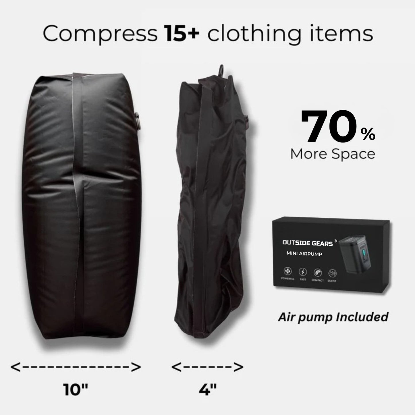 Waterproof Vacuum Compression Bag for Travel - Space-Saving Storage Backpack with Pump (17L)