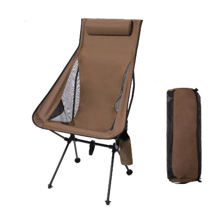 Portable Folding Camping Chair with Headrest – Lightweight Aluminum Alloy Chair for Fishing and Outdoor Adventures