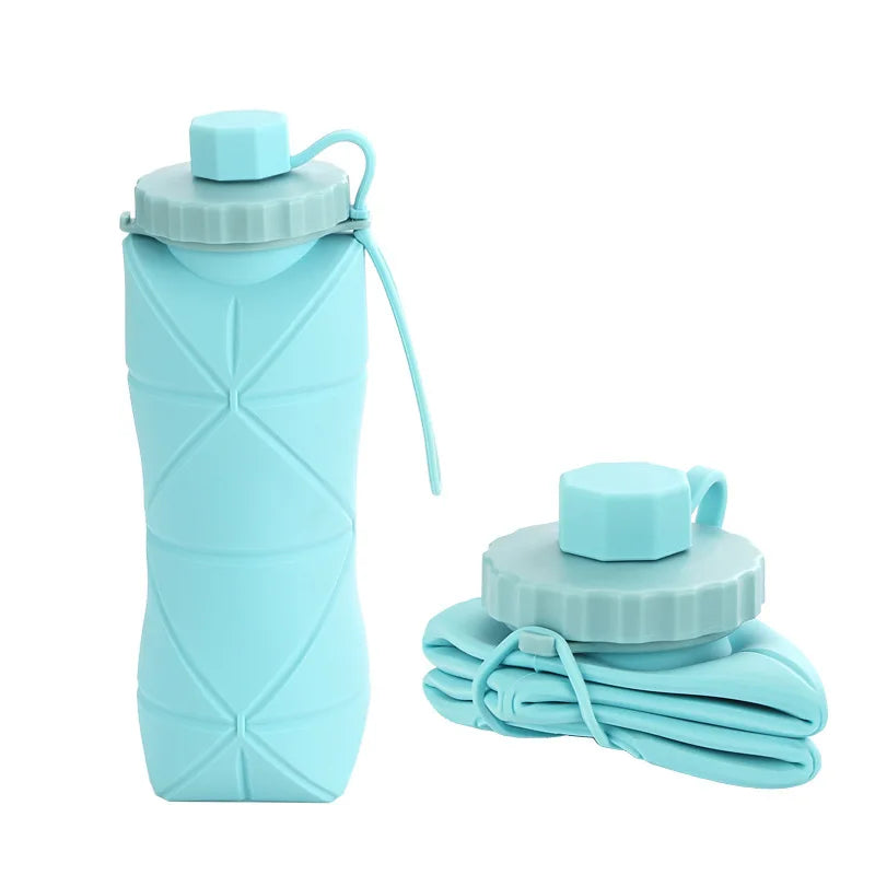 Portable Folding Silicone Water Bottle 600ml – Reusable Eco-Friendly Cup for Travel, Gym, and Outdoor Adventures