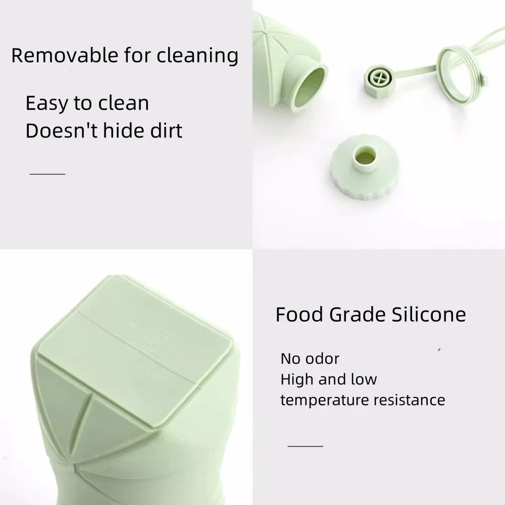 Portable Folding Silicone Water Bottle 600ml – Reusable Eco-Friendly Cup for Travel, Gym, and Outdoor Adventures