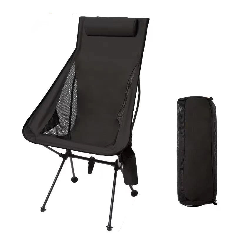 Portable Folding Camping Chair with Headrest – Lightweight Aluminum Alloy Chair for Fishing and Outdoor Adventures