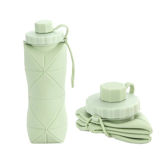 Portable Folding Silicone Water Bottle 600ml – Reusable Eco-Friendly Cup for Travel, Gym, and Outdoor Adventures