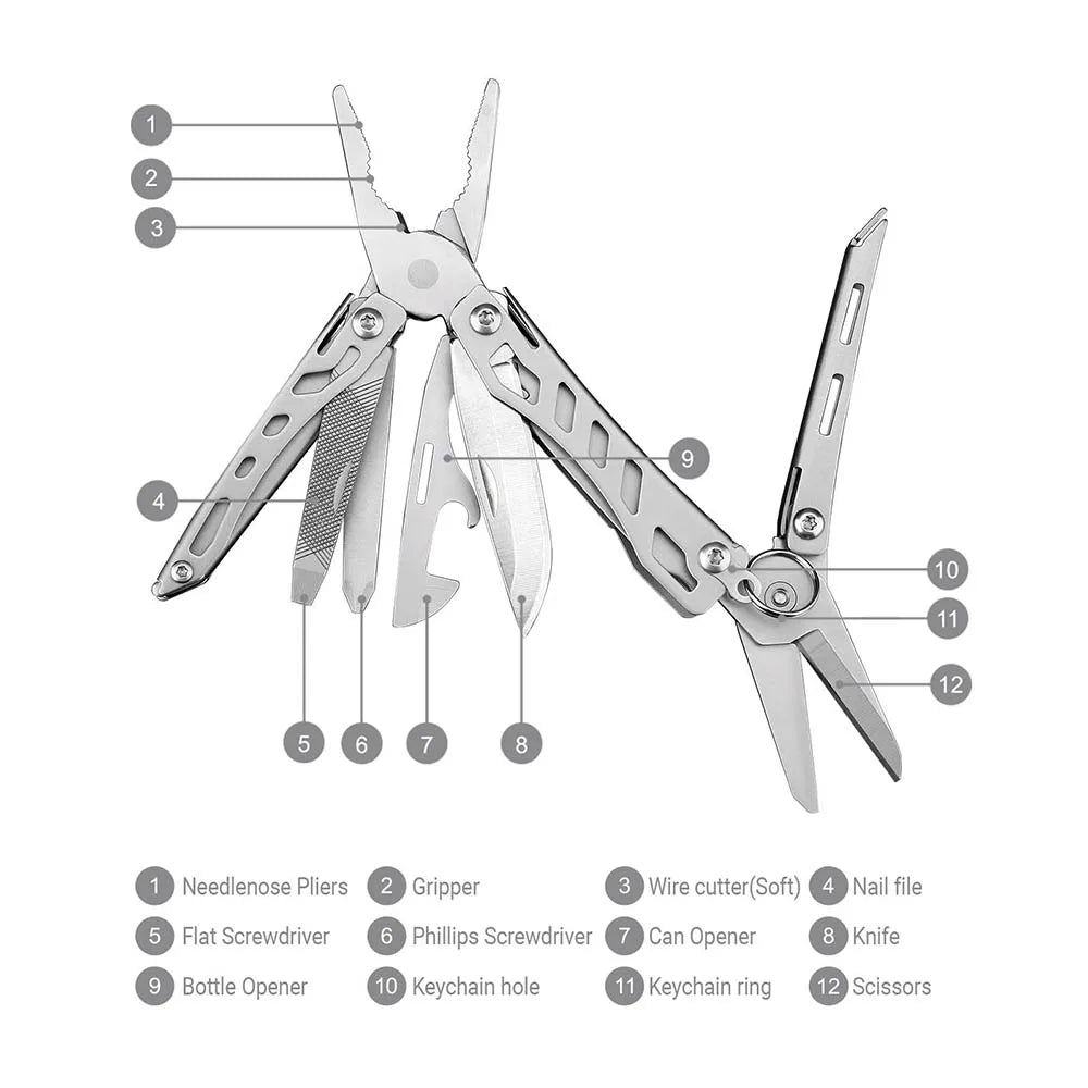 OutSide™ NexTool 10-in-1 Mini Multi-Tool Folding EDC Hand Tool with Pliers, Knife, and Screwdriver for Outdoor Adventures