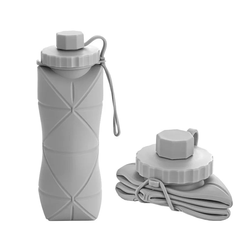 Portable Folding Silicone Water Bottle 600ml – Reusable Eco-Friendly Cup for Travel, Gym, and Outdoor Adventures